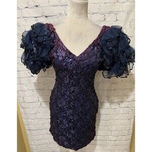 Susan Roselli for Vijack Vintage 1990s Lace sequined Avant garde mini dress 8